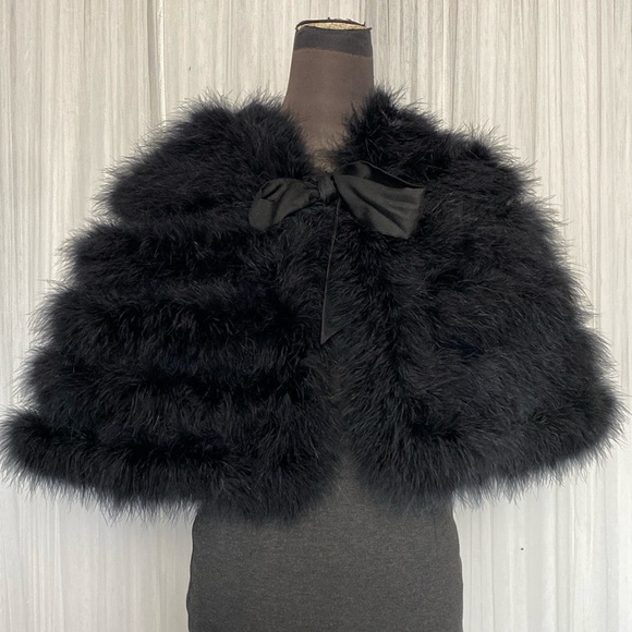 Source Unknown Jackets & Blazers - Vintage 60’s black short  Marabou feather cape! Polyester lined! One size